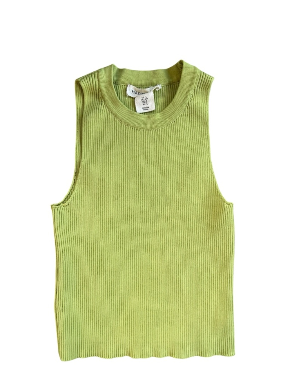 Happily Grey Lime Green Ribbed Sleeveless Tank Top